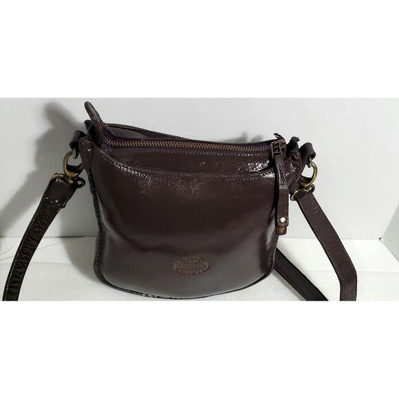 Roots Canada Leather Crossbody 8" Brown Vintage Repainted Adjustable Strap Bag - Picture 4 of 16